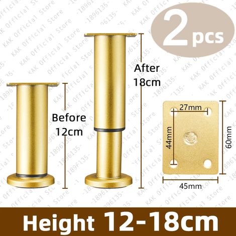 (Or 12-18cm) Ensemble de 2 pieds de support réglables, pieds de meubles et colonnes de support télescopiques. (1/3)