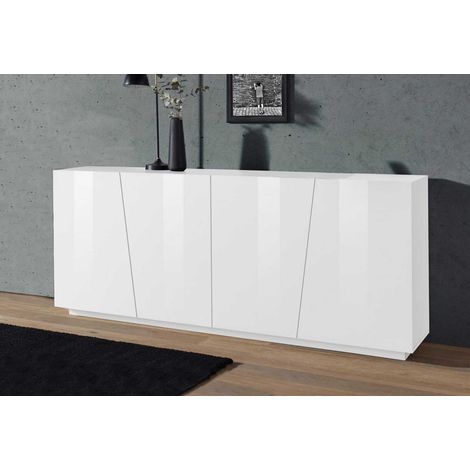 Buffet/bahut moderne 200 cm blanc laqué brillant Vegas (1/4)