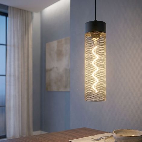 Pendelleuchte Hängelampe Esszimmerlampe schwarz Metallgeflecht H 120 cm (1/5)