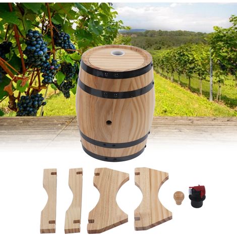 Fût de Vin en Pin pour Vieillissement, Tonneau en Bois pour Bière Artisanale, Idéal Bar et Barbecue (1/5)