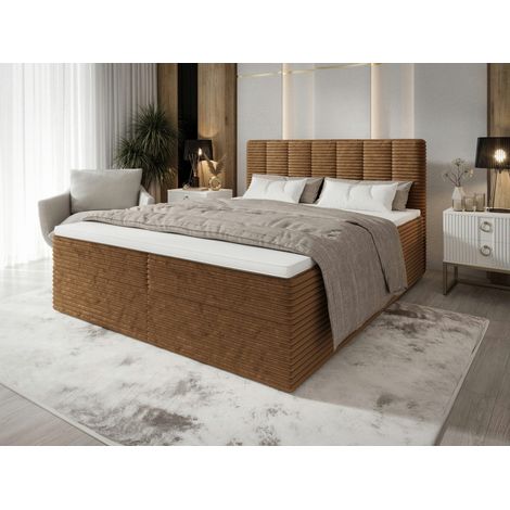 Lit Boxspring Tiliani - Or - 200x200 Cm - Lit Élégant - Lit Double - Matelas À Ressorts Bonnell (1/4)