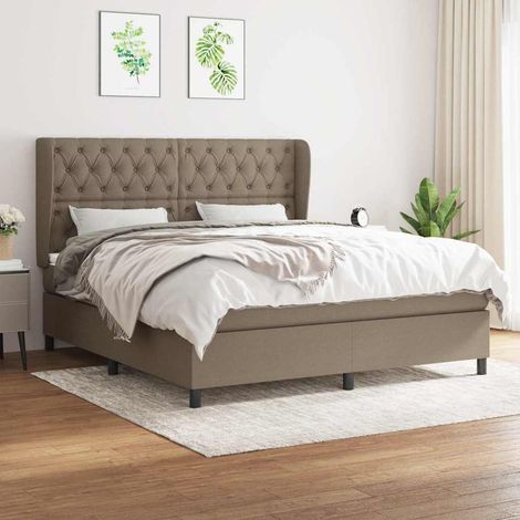 Sommier à lattes de lit avec matelas Taupe 160x200 cm Tissu (1/5)