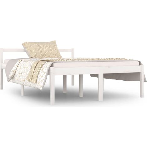 Lit Blanc Bois de pin massif 140x190 5 (1/5)