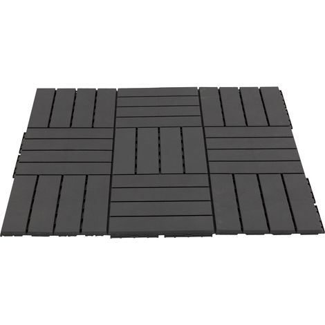 Set 9 Mattonelle a Incasto Effetto Legno 30x30x2 cm Deck Nero (1/5)