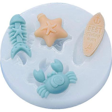 Moule en silicone Crablet pour la cuisson de gâteaux et de chocolats, moule à fondant en forme d'étoile de mer (1/4)