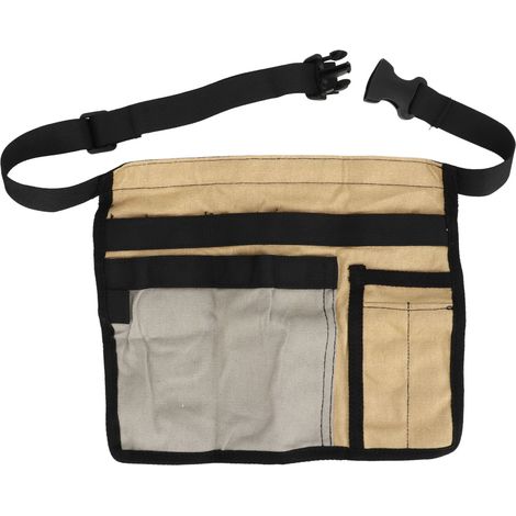 Tablier de Jardin avec Poches Multiples en Tissu Oxford, Ceinture Porte-Outil Ajustable pour Travaux Extérieurs, Couleur Kaki et Gris (1/5)