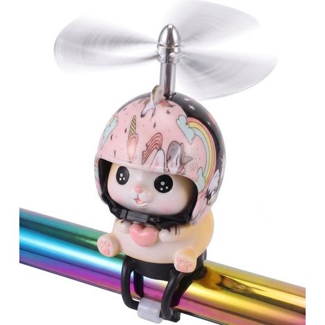 Accessorio campanello per bicicletta a forma di gatto, supporto per manubrio in resina a forma di gatto con casco a elica, montabile per bambine e bambini, decorazione per bicicletta, moto, auto, orna (1/5)