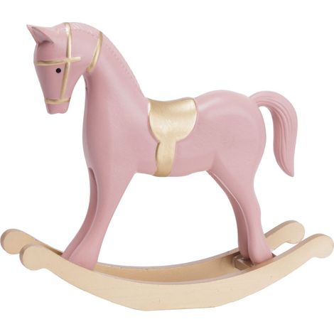TrendLine Dekofigur Schaukelpferd 27 x 23 cm rosa gold Schaukelpferd