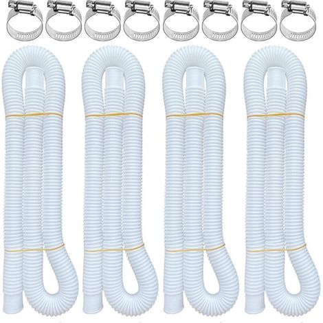 Tubi per piscine a livello del terreno, confezione da 4, 3,2 x 150 cm, compatibili con le pompe filtro Intex 607 e 637, con 8 fascette stringitubo in metallo.