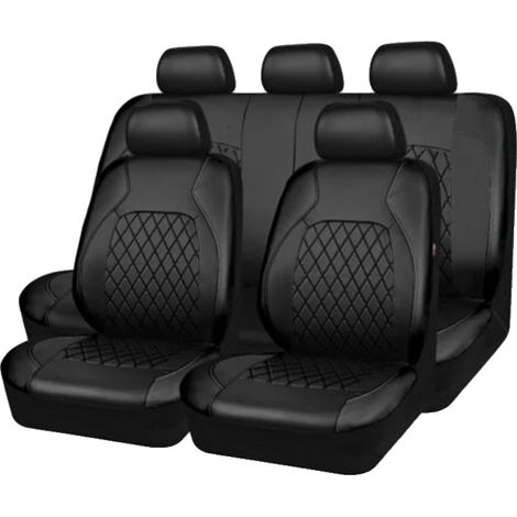 Housses de siège auto, cuir PU imperméable, ajustement universel, noir (1/2)