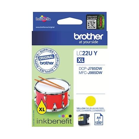 Cartouche Brother LC22U jaune pour imprimante jet d'encre