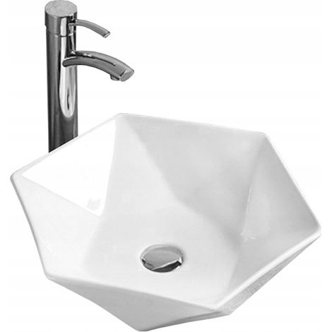 Lavabo cerámico sobre encimera, 48x41,5x12 cm, Blanco (1/3)