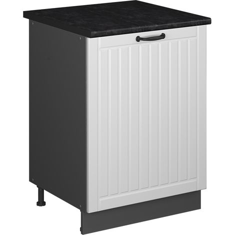 Mobiletto base cucina Fame-Line, Bianco rustico/Antracite, 60 cm 1 anta con piano di lavoro, Vicco (1/5)