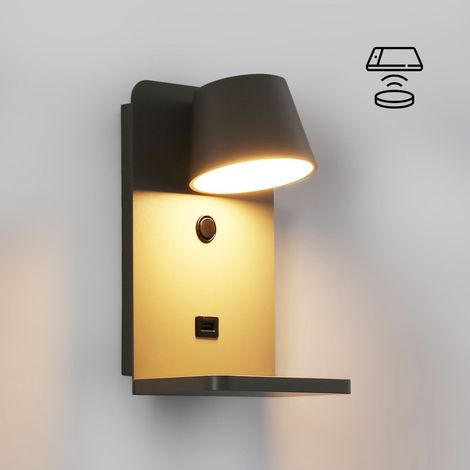 Aplique De Pared Para Lectura Con Puerto USB "BASKOP W" - 6W - - Gris (1/5)