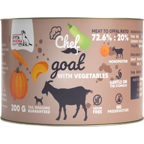 Comida húmeda para perros adultos Syta Micha chef Mono Cabra Vegetales 200g