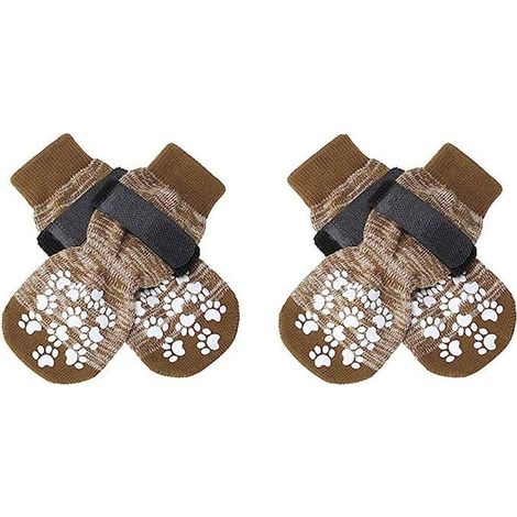 Haustiersocken, geräuschlos, rutschfest, schmutzabweisend, atmungsaktiv, Größe M – Farbverlauf Braun