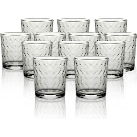 SET DI 12 BICCHIERI MODELLO ZIG ZAG REALIZZATI IN VETRO PER ACQUA CAPIENZA DA 250 ML (1/4)