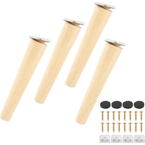 Juego de 4 patas de madera maciza para sofá, patas para muebles como sillas, mesitas de noche, armarios y cajones (20 cm, angulares).