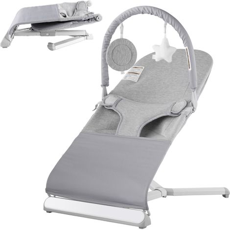 Mophorn Transat pour bébé , siège transat pliable pour bébés de 0 à 9 mois, transat pour nouveau-né avec 2 angles d'inclinaison et barre de jouets rotative