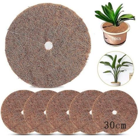 6 Coco Fiber Plant Mats, Mulch Discs, Winter Protection for Plants in Coconut Discs