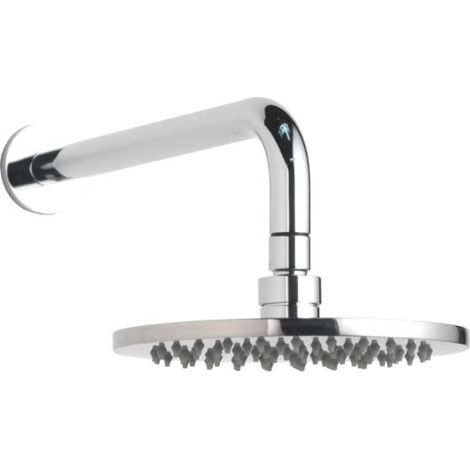 Milano Mirage 200mm Round Fixed Rainfall Shower Head with Wall Mounted Arm - Chrome (1/4)
