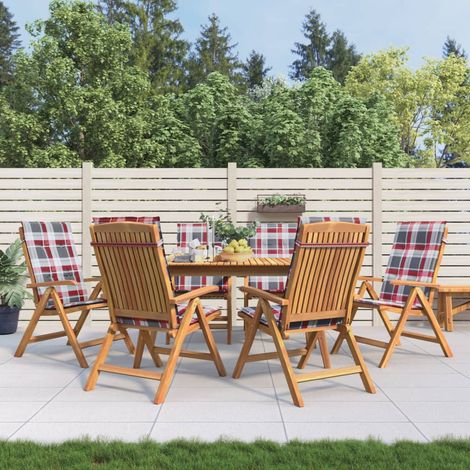 Gartenstühle mit Kissen 6 Stk. Massivholz Teak (1/5)