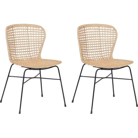 Esszimmerstuhl 2er Set ELFROS Rattan Naturfarben (1/5)