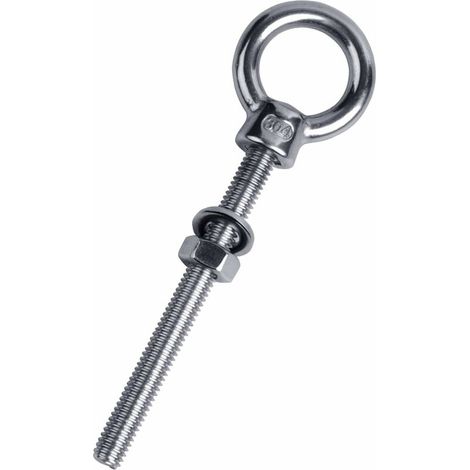 12 pernos de ojo con rosca métrica, perno de ojo M8 x 80 mm de acero inoxidable 304, pernos de gancho de tornillo de gancho de tornillo de ojo de acero inoxidable