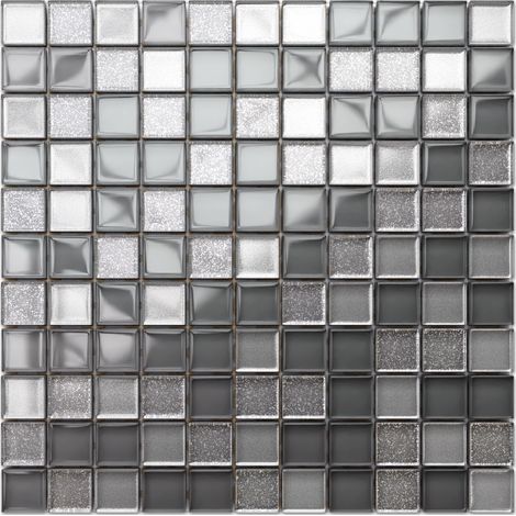 Ilcom mosaico in vetro su rete per bagno e cucina  30cm x 30cm - Grey turtle (1/5)