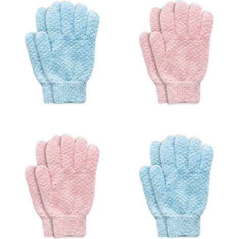 4 Paires De Gant De Gommage Exfoliating Gloves Gant Exfoliant Corps, Produits Pour Le Bain De Massage Gant Double Face Badehandschuhe Duschhandschuh (1/5)