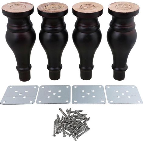 Quatre pieds de meubles coniques en forme de gourde noire, mesurant 187 cm. (1/5)