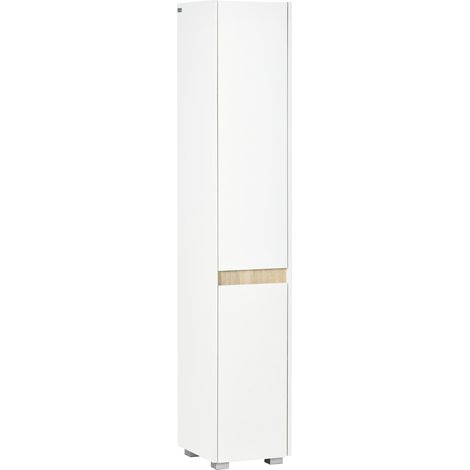 Colonne de salle de bain avec étagères réglables pour douche, toilettes, chambre 30 x 33 x 165 cm Blanc (1/5)