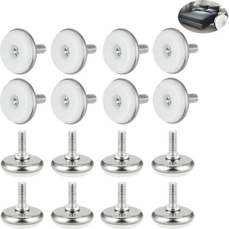 M6x15 x 30mm,White,16PCS Adjustable Leveling Feet Plastic and Metal Leveling Feet with Nut Adjustable Feet Furniture Adjustment Screws for Table Furniture Desk Cupboard Chair