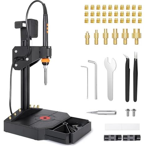 Vertical Heat Setting Tool, Thread Insert Press Thread Insert Fusion Tool, 90W Soldering Iron, M3 Threaded Inserts, M2-M8 Soldering Tips, 3D Printer