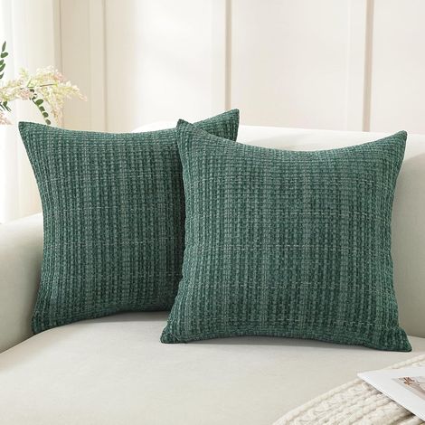 Lot De 2 Soft Housse Coussin, Vert Forêt, 60 x 60 cm (1/5)