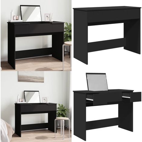 Coiffeuse avec miroir noir 100x45x76 cm - Rangement beauté - Miroir de maquillage (1/5)