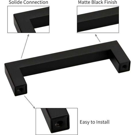 10pcs Poignée de Meuble Cuisine Noir Poignée Cuisine 128mm Poignée meuble Noir en Acier Inoxydable Pour Cuisine Porte d'armoire
