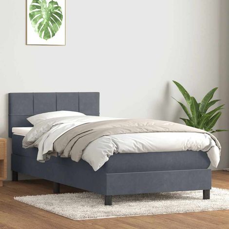 Boxspringbett mit Matratze Dunkelgrau 80x210 cm Samt (1/5)