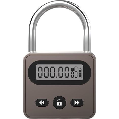 Temporizador de metal, 999 horas de tiempo máximo, recargable por USB, pantalla LCD, marrón