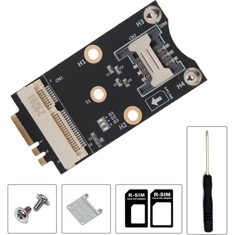 Adaptateur M.2 vers Mini PCIE Clé A/E pour Module WiFi 4G avec Slot Carte SIM et Carte d'Extension (1/5)