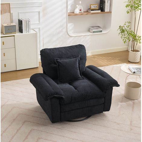 Sillón giratorio 360 grados de chenilla negro OKMYHOME (1/5)