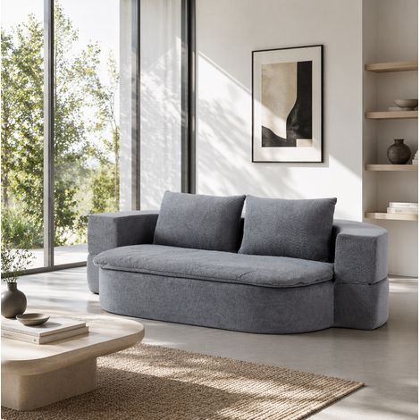 Sofá cama plegable convertible 2 en 1 con 2 cojines, espuma viscoelástica, gris claro, OKWISH (1/5)