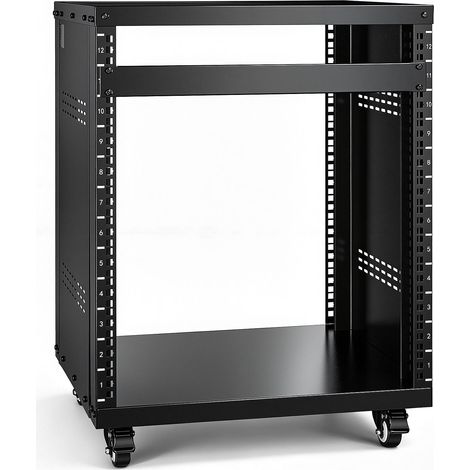 12U AV-Rack-Ständer, 500 lbs Kapazität, Netzwerk-Stereo-Aufnahmestudio-Rack mit feststellbaren Lenkrollen, runden und quadratischen Löchern, speziellen Belüftungsöffnungen für die Montage von 19-Zoll- (1/5)