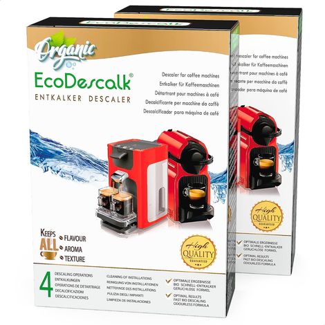 Détartrant Machine à Café Écologique 2 x 4 Sachets Unidoses en Poudre Anticalcaire Naturel Compatible Nespresso, Dolce Gusto, DeLonghi, Tassimo, Machines Automatiques et Expresso (1/5)