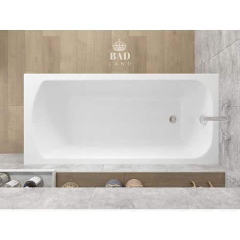Baignoire Rectangulaire 150x75 avec tablier en acrylique, Siphon de bain et pieds (support) - Set 4en1 - Fabriqué en UE - BADLAND CLASSIC