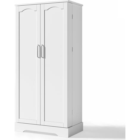 Aparador de cocina blanco 60x35x128 cm con LED con sensor, estantes ajustables y 2 puertas (1/5)
