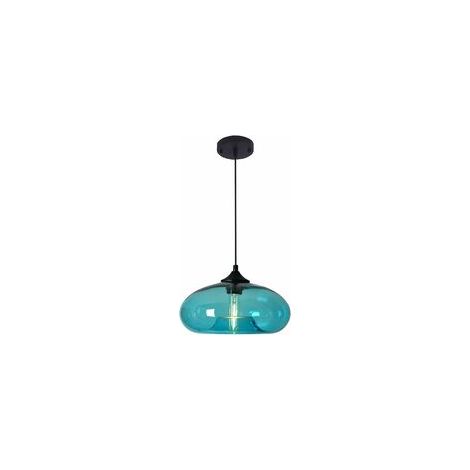 Industrial Vintage Colorful Glass Pendant Light Retro Loft Bar E27 Ceiling Hanging Lamp Kitchen Dining Room Bedroom Chandelier 28cm (Turquoise) [Energy Class B] (1/5)
