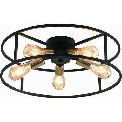 TrAdE Shop Traesio - Plafoniera Lampadario Da Soffitto Circolare Stile Industriale Lampada 5xe27 C71-5 - (1/5)