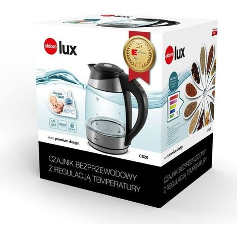 C520 ELDOM LUX glass kettle capacity 1.7 l water temperature control panel 2200 W (1/5)