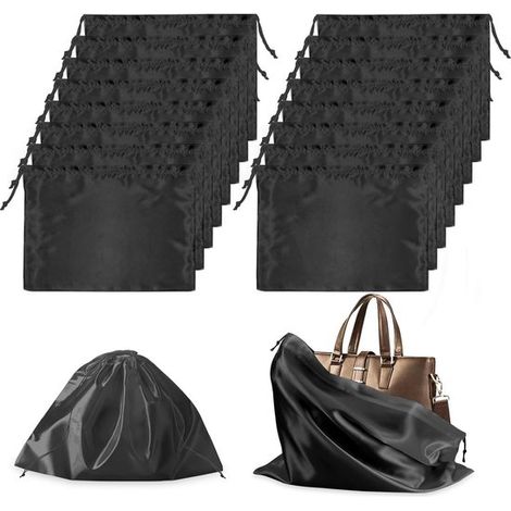 16 pezzi di coperture antipolvere per protezione e conservazione, sacchetti antipolvere con coulisse per borse, scarpe e stivali (nero) (1/5)